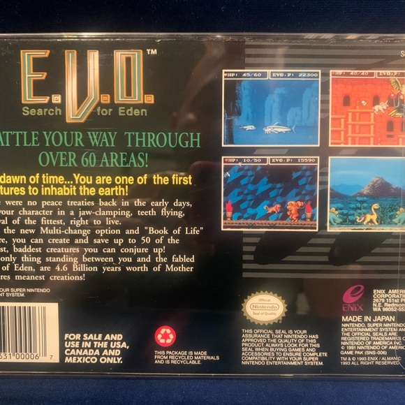 E.V.O.: The Search for Eden (Super Nintendo Entertainment System, 1993) CIB SNES - Picture 2 of 15